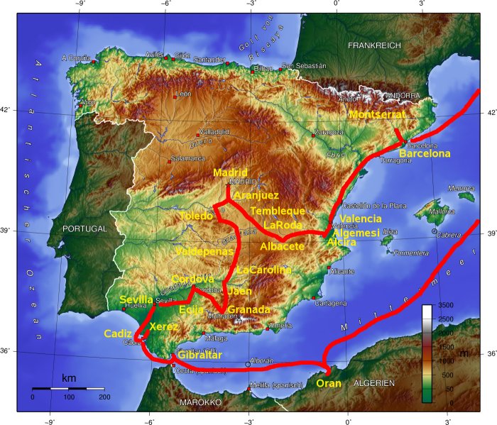 Landkarte von Spanien